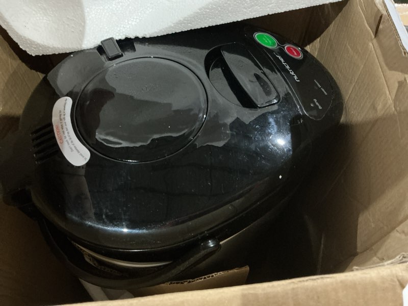 Condition photo showing As Is for nutrichef 5.2 qt electric water kettle, portable, quick heating, 5 liter digital kettle with 5 temperature settings, safety lock, stainless steel, 3 dispensing options, 8.46" x 11.2" x 16.5" 5.3 quarts