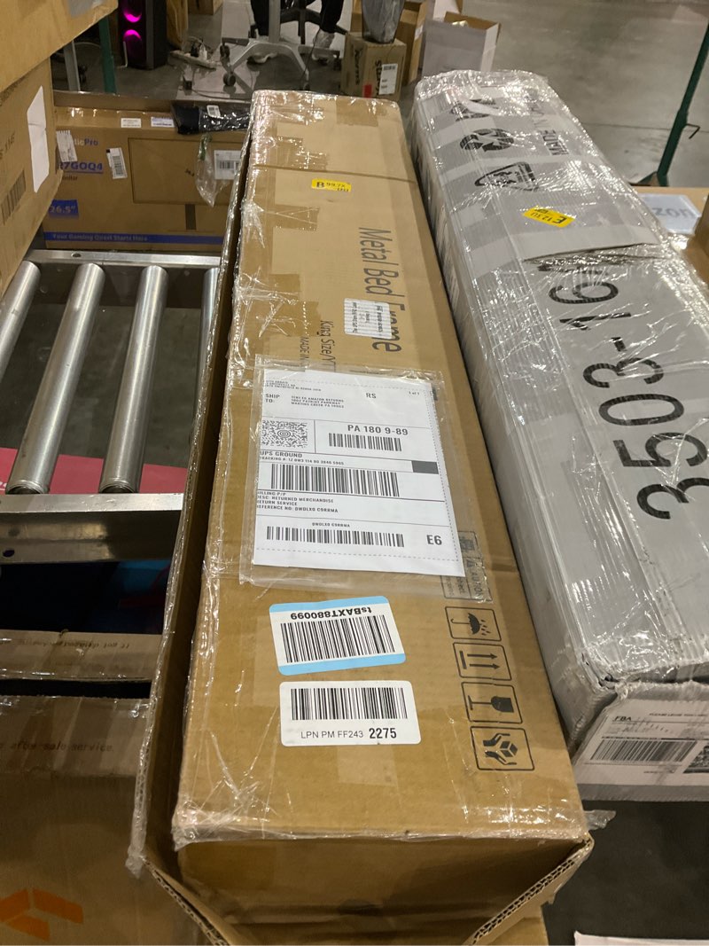 Condition photo showing As Is for Awesofurni King Size Bed Frame with Smart LED Lights, 7 Inch Basics Metal Bed Frame, Heavy Duty 9-Leg Base for Box Spring and Mattress, Noise-Free, Easy Assembly, Black King Bed Frame with LED Lights