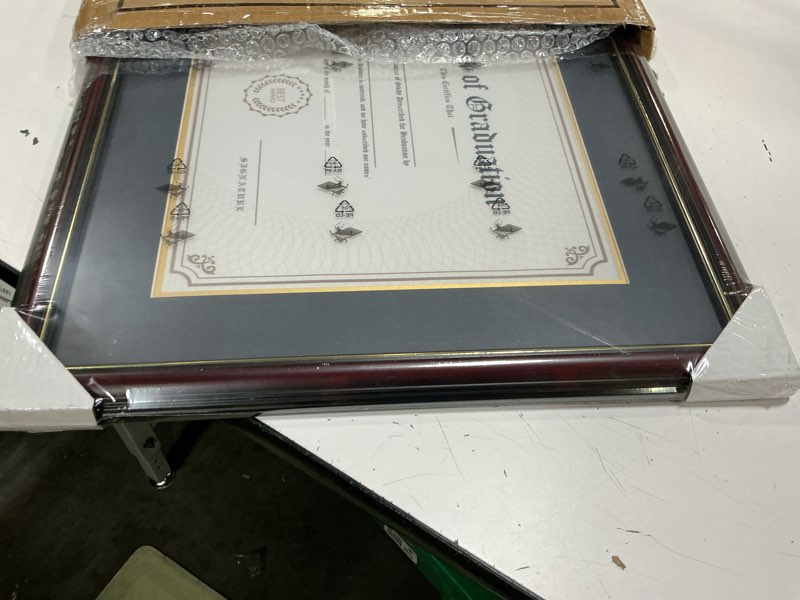 Condition photo showing Good Condition for graduationmall 11x14 diploma frame with black over gold mat or display 15x18 certificate without mat,solid wood & uv protection acrylic,glossy black finish with gold trim black with gold trim 15x18 or 11x14 with mat