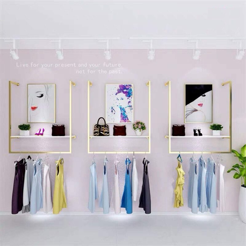MDEPYCO Clothing Store Simple Wall Mounted Metal Display rack, Window Hanging Garment Racks, U-shape