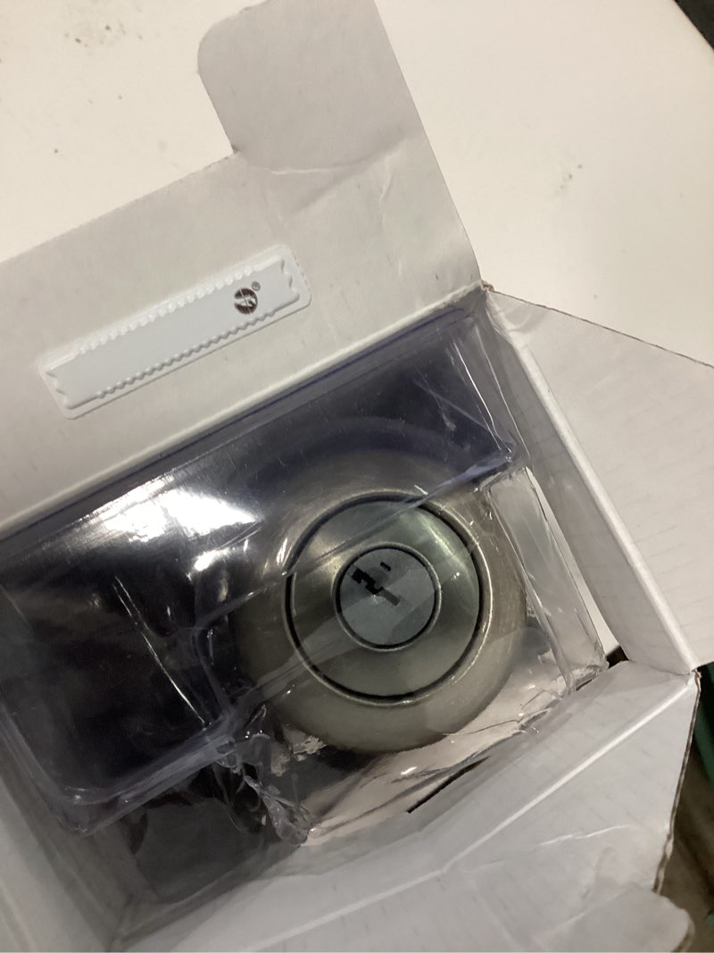 Condition photo showing As Is for kwikset smartkey juno satin nickel entry door knob kw1 1-3/4 in.
