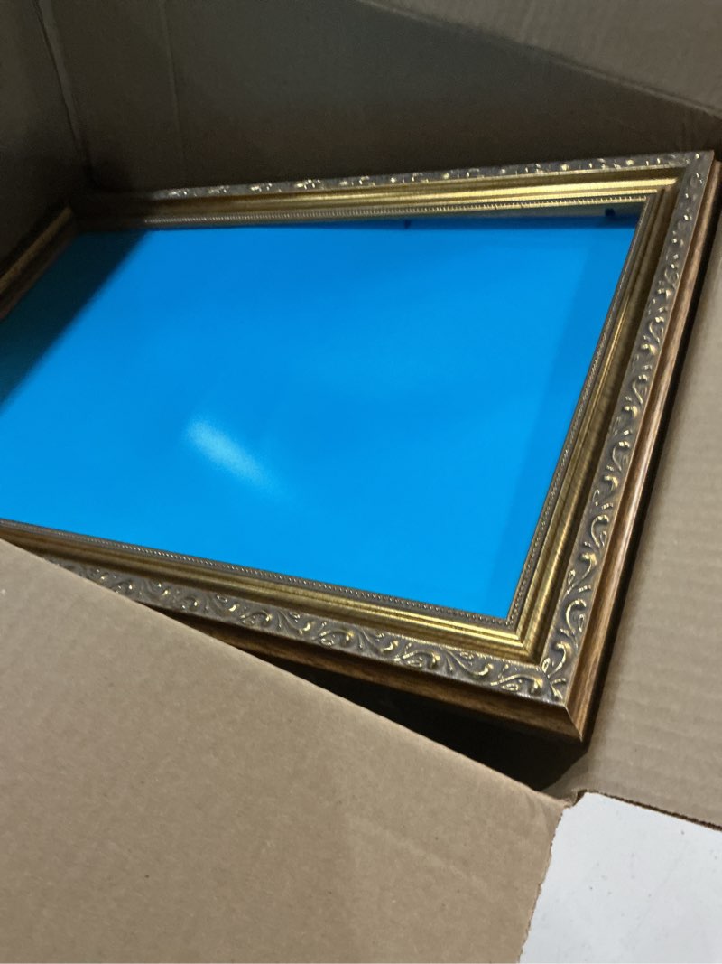 Condition photo showing Good Condition for poster palooza 10x16 frame gold antique solid pine wood picture frame with uv acrylic plexiglass, foam board backing & hanging hardware included