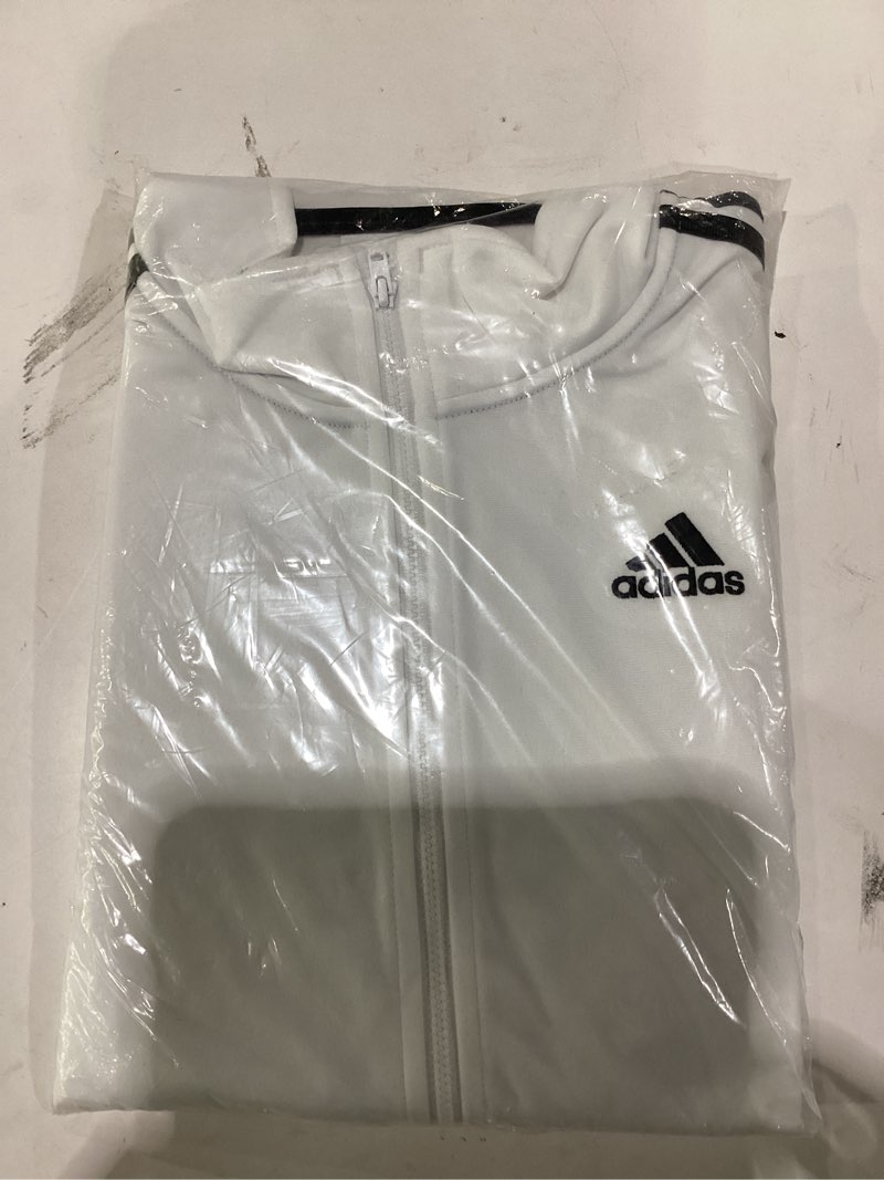Condition photo showing Good Condition for adidas boys zip front iconic tricot jacket 8 white