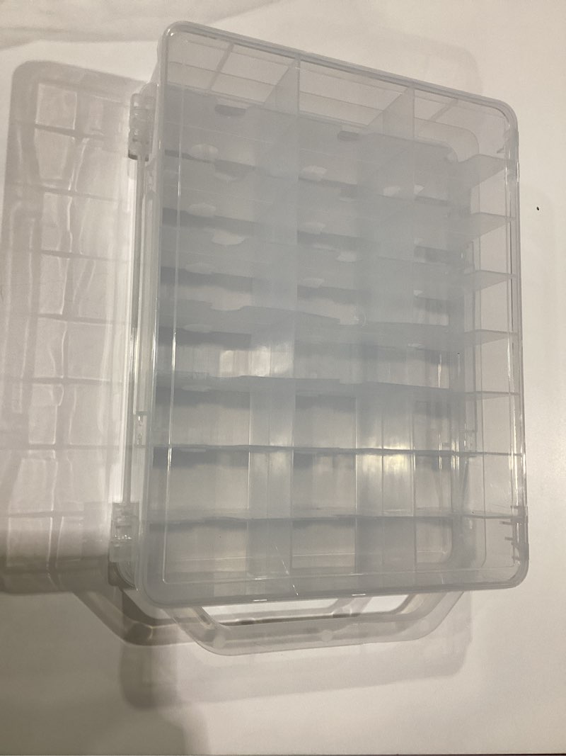Condition photo showing New/Like New for Adevar Double Sided 1/64 Scale Toy Car Storage Case Compatible with Matchbox Car Hot Wheels Storage Case,46 Slot Transparent Organizer for 48 Toy Cars,Case Only