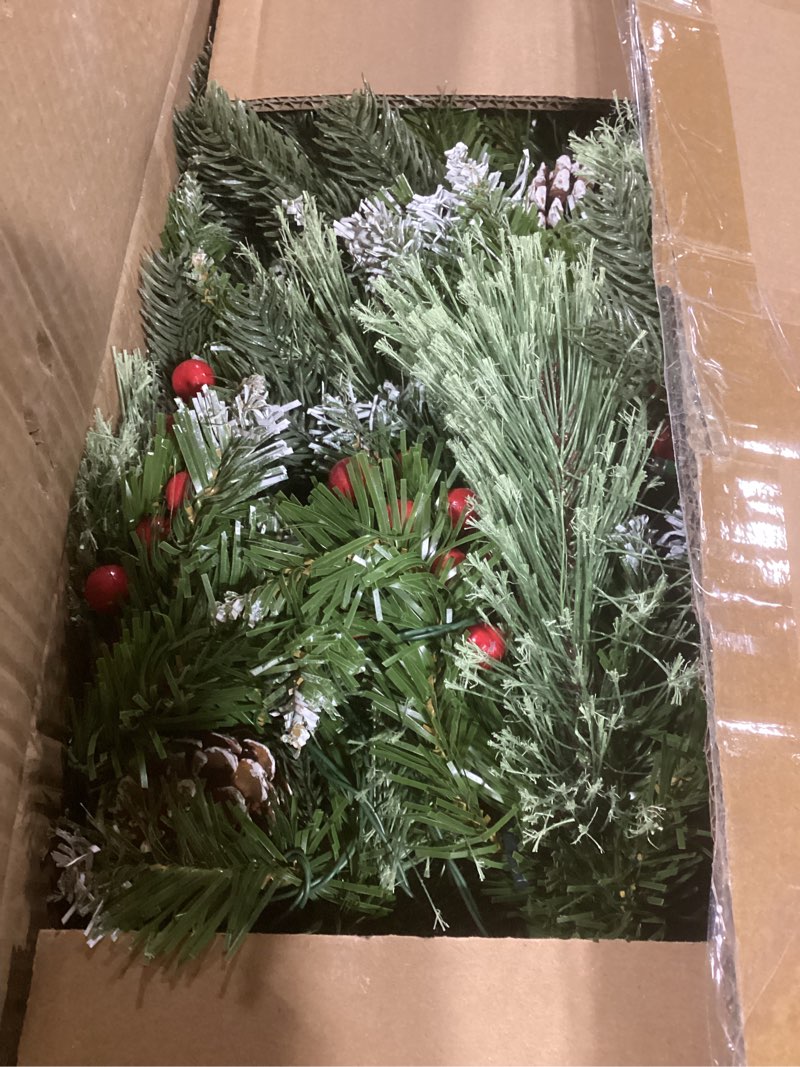 Condition photo showing Good Condition for 34" Prelit Small Christmas Tree with Lights, Battery Operated Xmas Tree with Pine Cedar Cones & Berries, Frosted Urn Filler, 50 LED Warm Lights with Timer, Outdoor for Porch and Pathway, 2 Pack