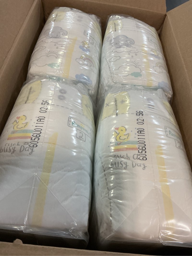 Condition photo showing New/Like New for pampers swaddlers diapers, size 2 (10-22 lbs), 148 count, absorbent, keeps baby dry and comfortable, skin safe disposable baby diaper size 2 148
