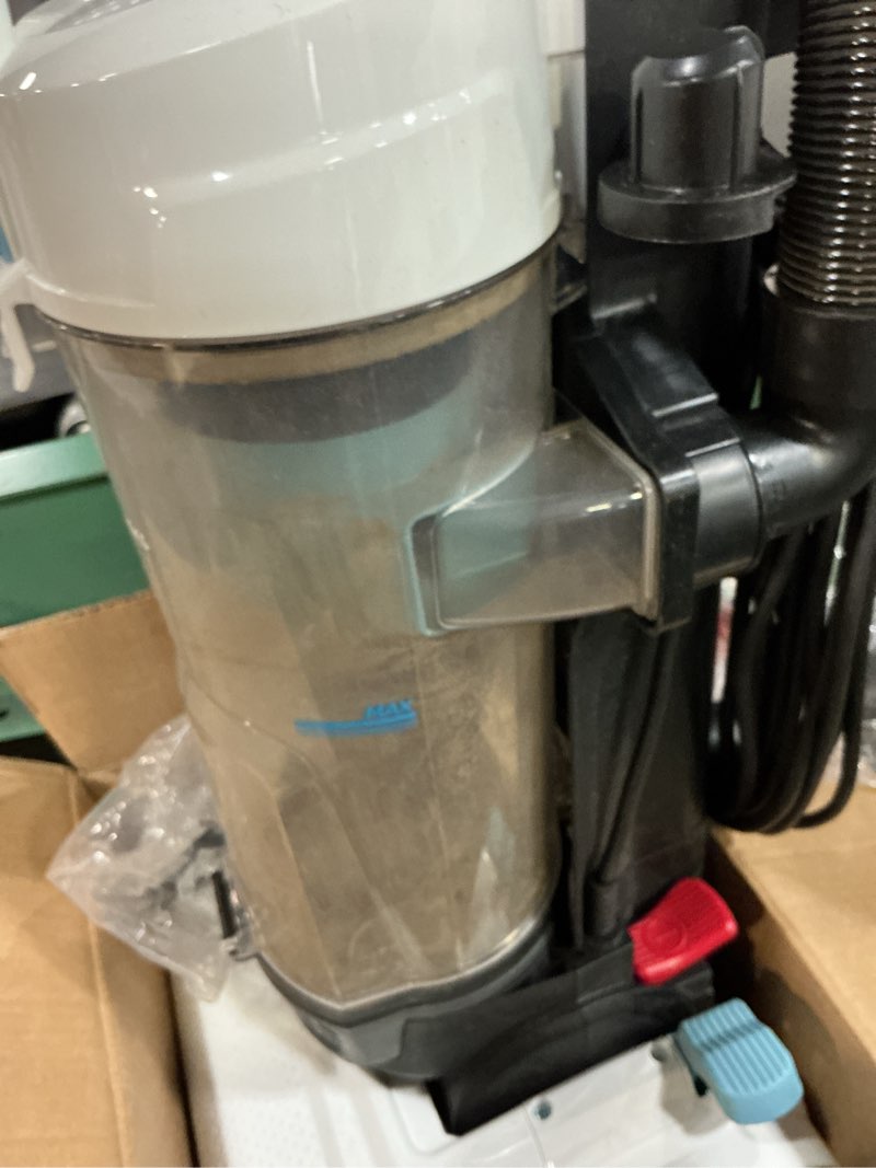 Condition photo showing As Is for Amazon Basics Upright Bagless Lightweight Vacuum Cleaner, Black and White