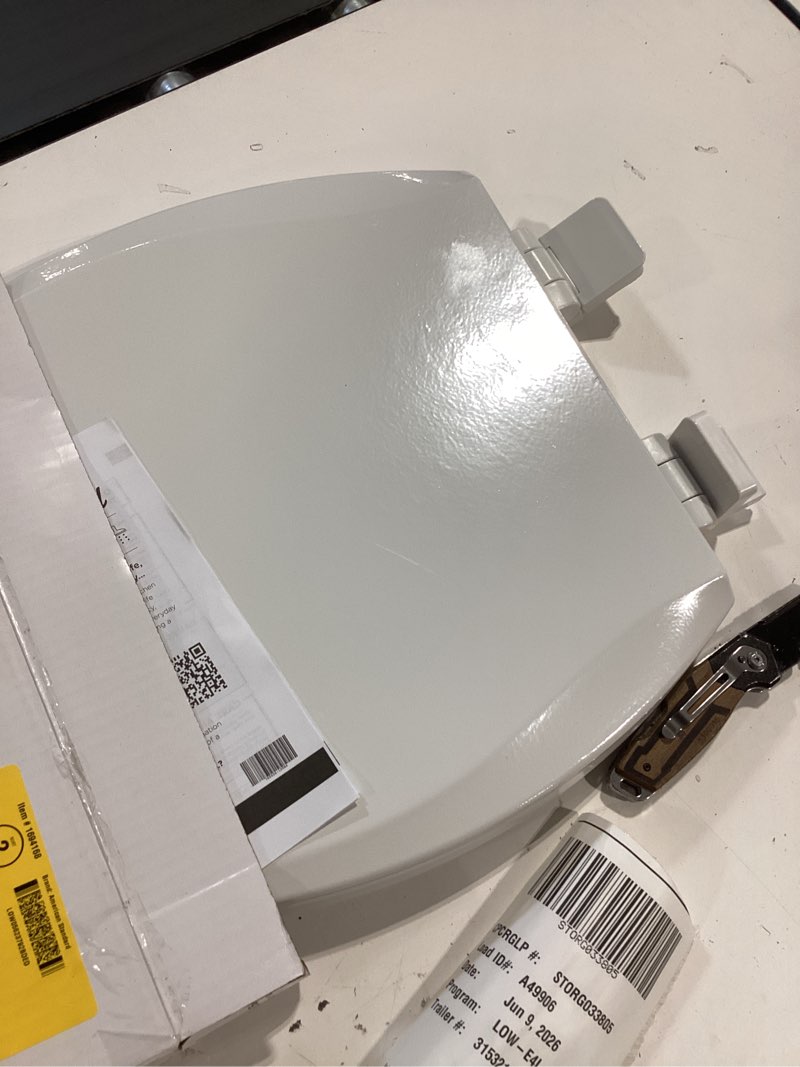 Condition photo showing Good Condition for american standard bedminster wood white elongated soft close toilet seat