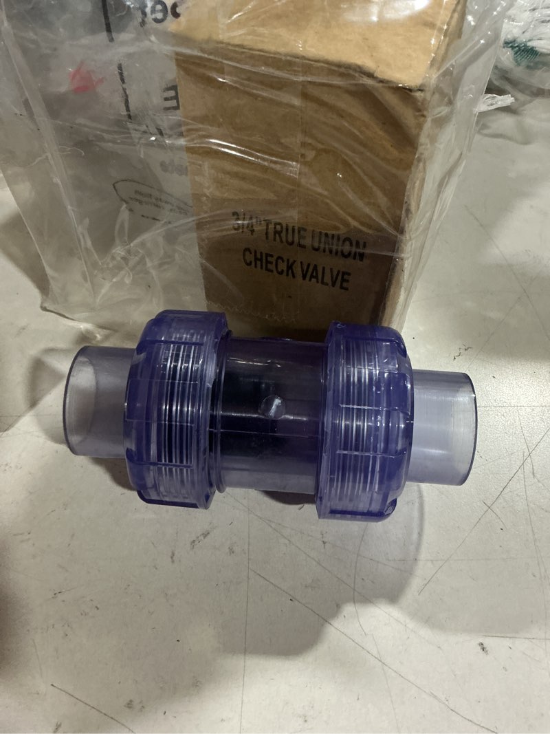 Condition photo showing Good Condition for fumete 2 pcs 3/4 inch clear pvc union spring check valve slip sch80 socket full port one way silent sump pump backflow preventer combination non return valve sprinkler, for backflow prevention 2 3/4 inch