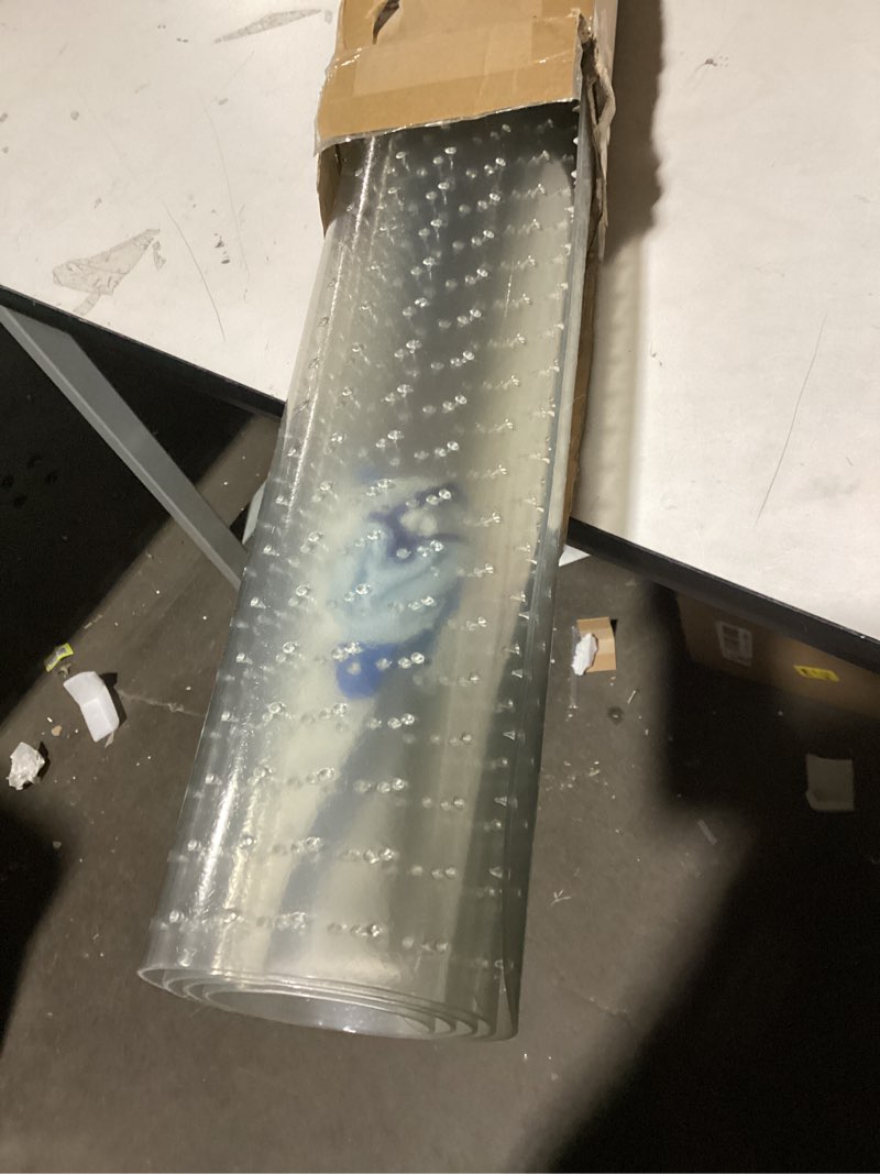 Condition photo showing Good Condition for Office Chair Mat for Low Pile Carpet with Lip, 48" x 60" Clear Heavy Duty Plastic Floor Protector for Smooth Rolling Desk & Computer Chairs, Under Desk Chair Mat for Home Office