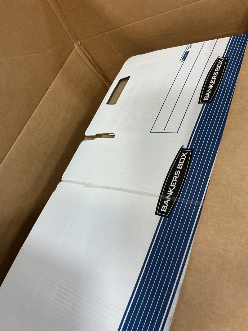 Condition photo showing Good Condition for Bankers Box 20 Pack STOR/FILE Medium-Duty File Storage Boxes, FastFold, Lift-Off Lid, Letter, White/Blue 20-Pack Boxes