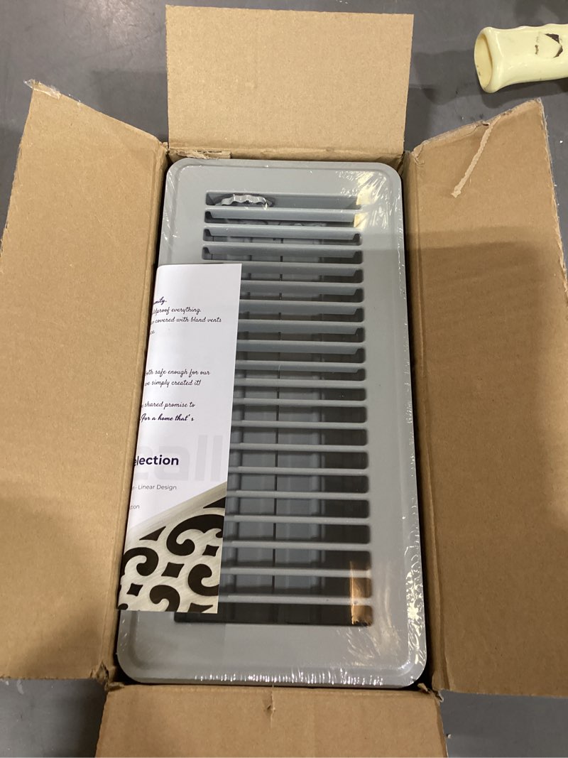 Condition photo showing New/Like New for 4" x 10" floor register heavy duty steel floor air vent cover with adjustable airflow for home floor 2 pack 2 light gray