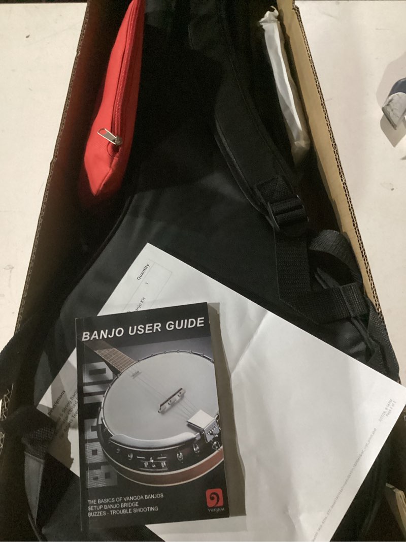Condition photo showing New/Like New for Mulucky 28-inch 5-string MINI Banjo, Portable Travel Banjo Maple Body + REMO Head, with bag, tuner, picks, etc. for Beginners MB803