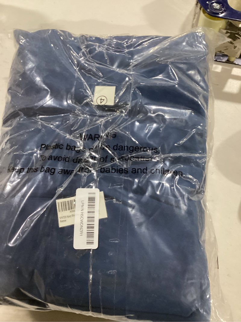 SPXTEX Navy Blue Velvet Blackout Curtains - 108 Inch Long, Light Blocking Grommet Window Curtain Pan