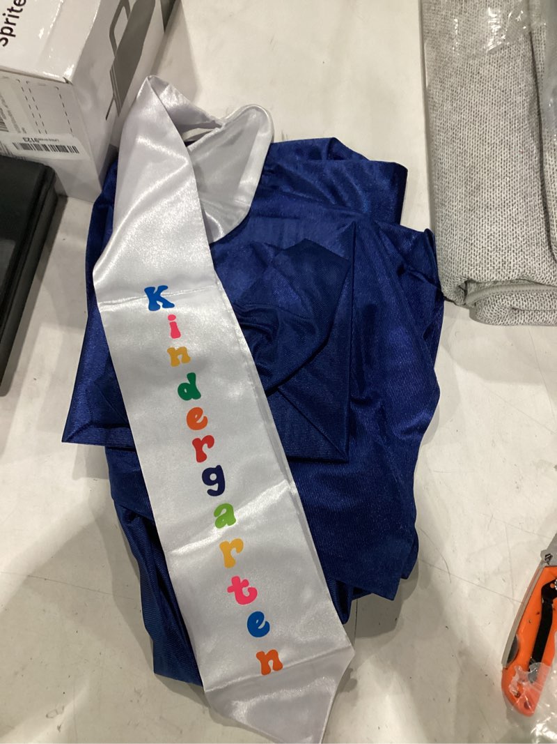 Condition photo showing As Is for graduationmall preschool graduation cap gown stole package with 2026 tassel, certificate small navy