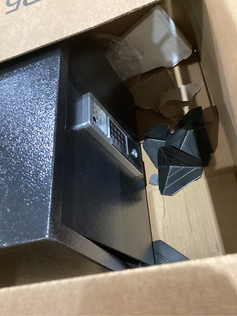 Condition photo showing As Is for Large Safes for Home, Security Safe Box with Fireproof Bag, Digital Keypad, Spare Keys and Alarm System, Security Anti-Theft Design for Valuables, Document, 12.2"W x 13.8"D x 19.7"H 3.4 Cubic Feet