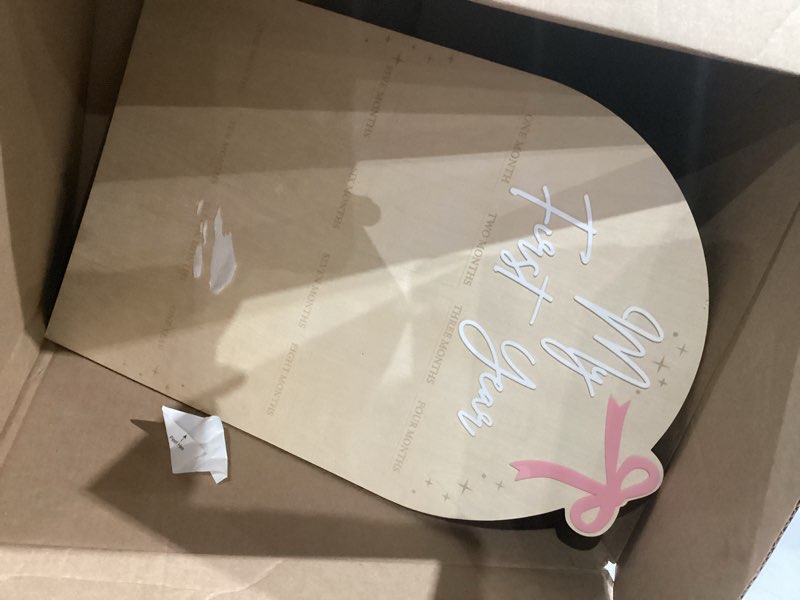 Condition photo showing Good Condition for wauao bow my first year birthday board - one year of photo board,monthly milestone wood photo board,first birthday decorations girl,12 months photo banner