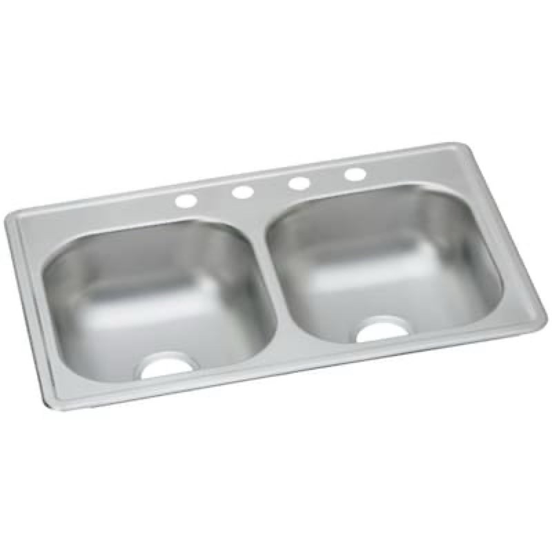 elkay dayton drop-in 33.0-in x 19.0-in stainless steel double equal bowl 22 -gauge kitchen sink