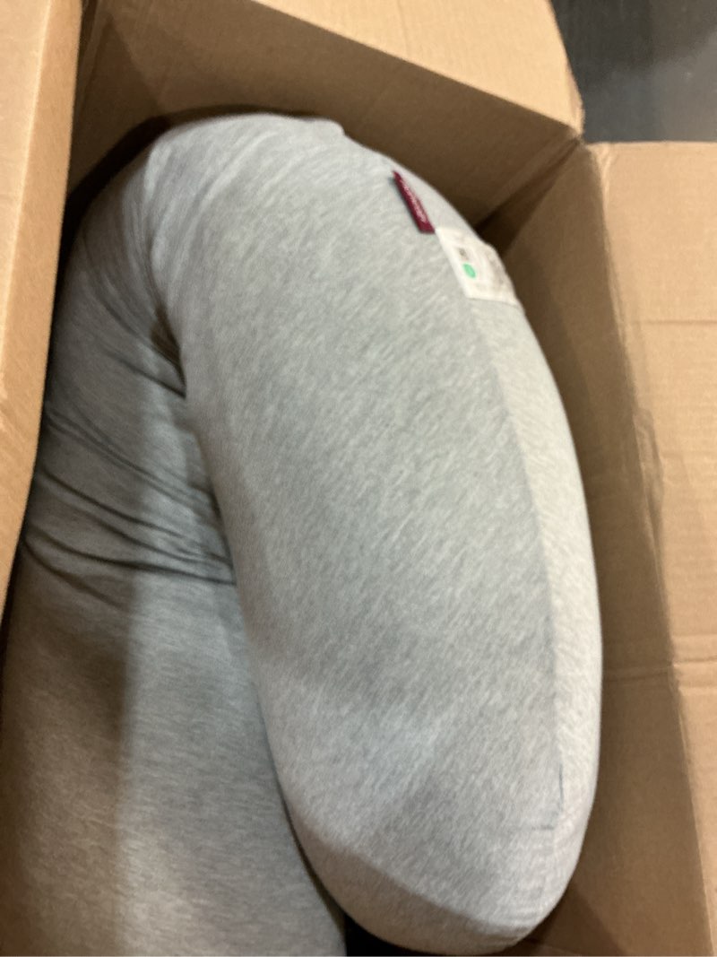 Condition photo showing Good Condition for momcozy pregnancy pillows for side sleeping, j shaped maternity body pillow for pregnancy, soft pregnancy pillow with jersey cover for head neck belly support, grey