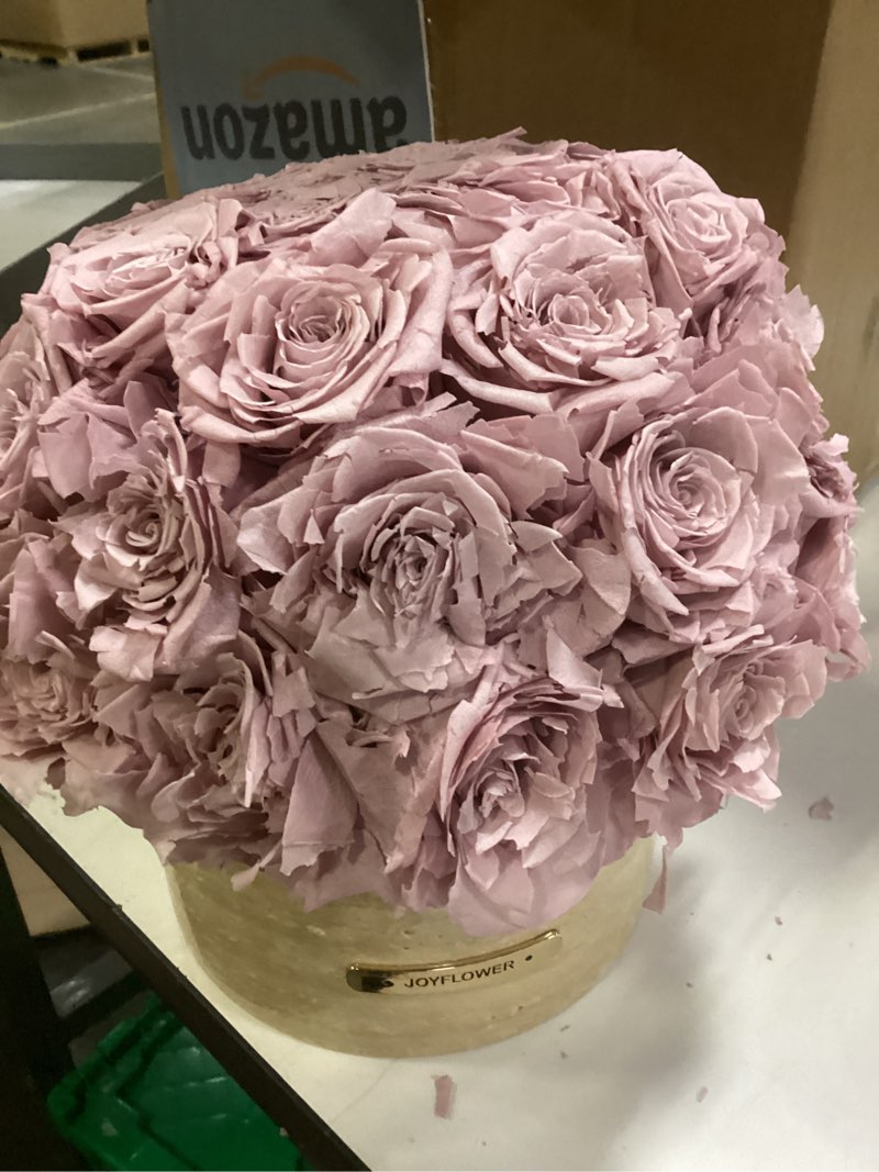 Condition photo showing As Is for JoyFlower Preserved Flowers Vase, Yellow Cave Stone Flower Vases for Centerpieces, Eternal Flower Decorations for Party Home Living Room Bedroom Coffee Table, Decorative Flower Vase Unique House Decor Pink Yellow Cave Stone Vase