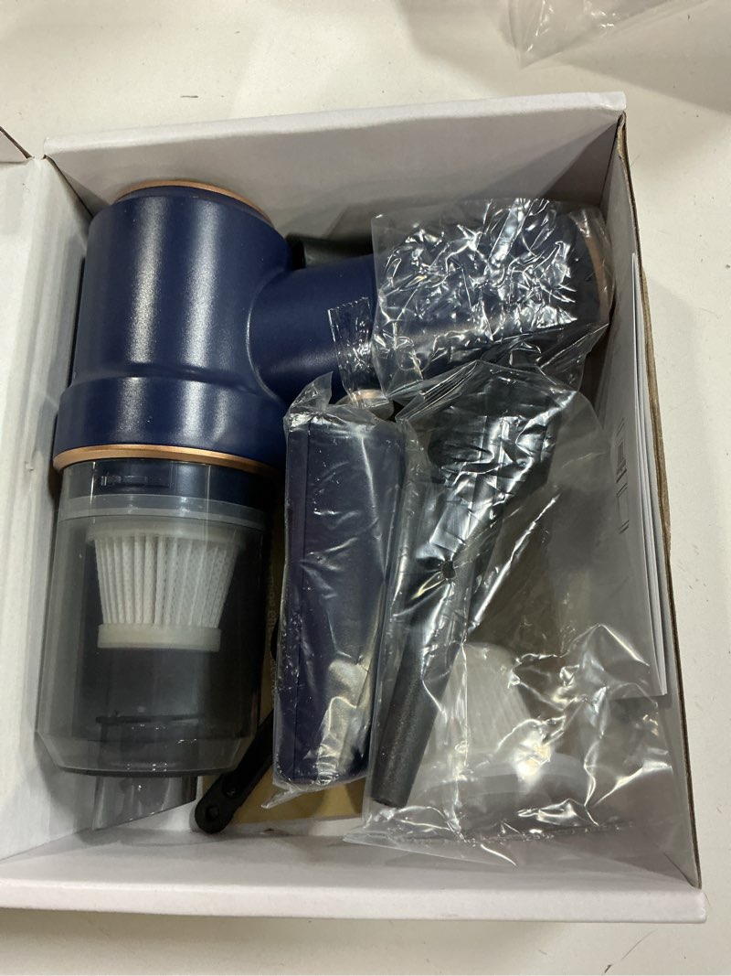 Condition photo showing Good Condition for kmm handheld car vacuum cleaner, 9000pa vacuum cleaner and air duster, 120w high power hand held vacuum with led light and multi-nozzles for car, home, office, pet blue