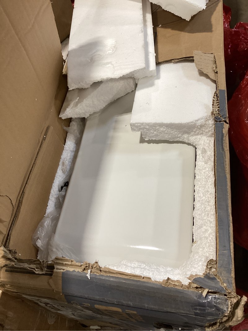 Condition photo showing Good Condition for tuktuk white farmhouse sink 33x20 fireclay farm sink for kitchen apron undermount kitchen sink single bowl big capacity deep drop-in modern kitchen sink with luxury bottom grid & strainer drain 33"x20" extra wide white kitchen sink
