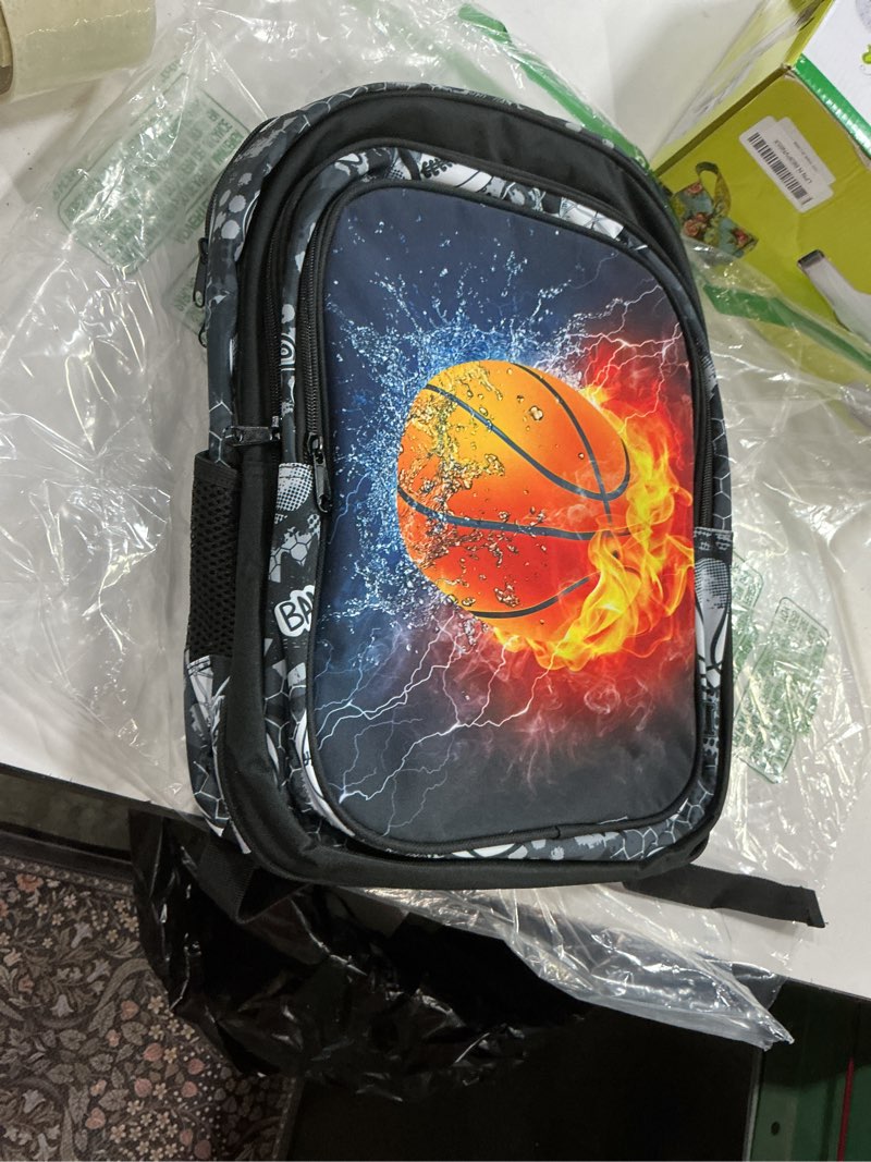 Condition photo showing New/Like New for school backpack for boys - 4pcs basketball boys backpack with lunch box set for kids children teens elementary middle school - 17? sport bookbag travel back pack for age 6-18 basketball backpack01 set