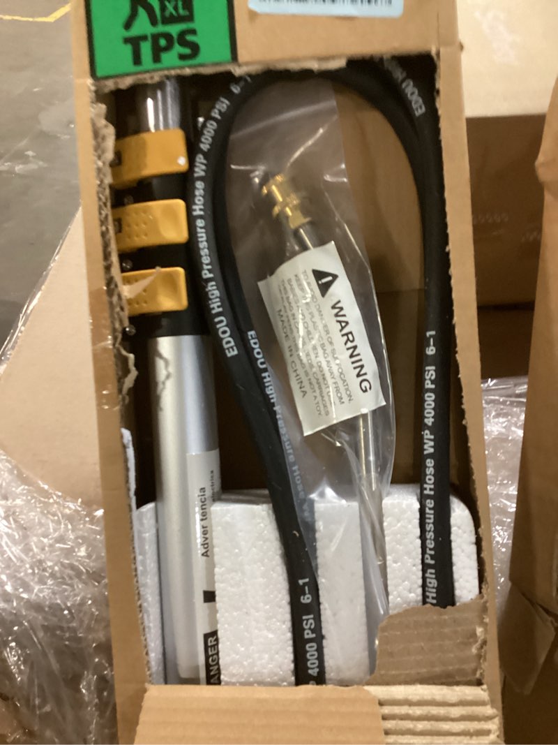 Condition photo showing Good Condition for EDOU Direct Telescoping Pressure Washer Wand 19' | Heavy Duty | 4,000 PSI Max Working Pressure | Includes: 1/4" Quick Connection, 5 Spray Nozzle Tips, 2 Pivoting Couplers, 2 Adapters, Support Harness