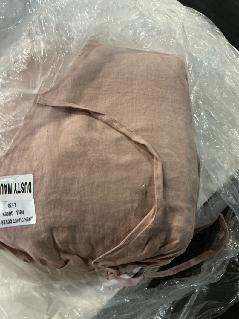 Condition photo showing Good Condition for european linen duvet cover set, full/queen, dusty mauve