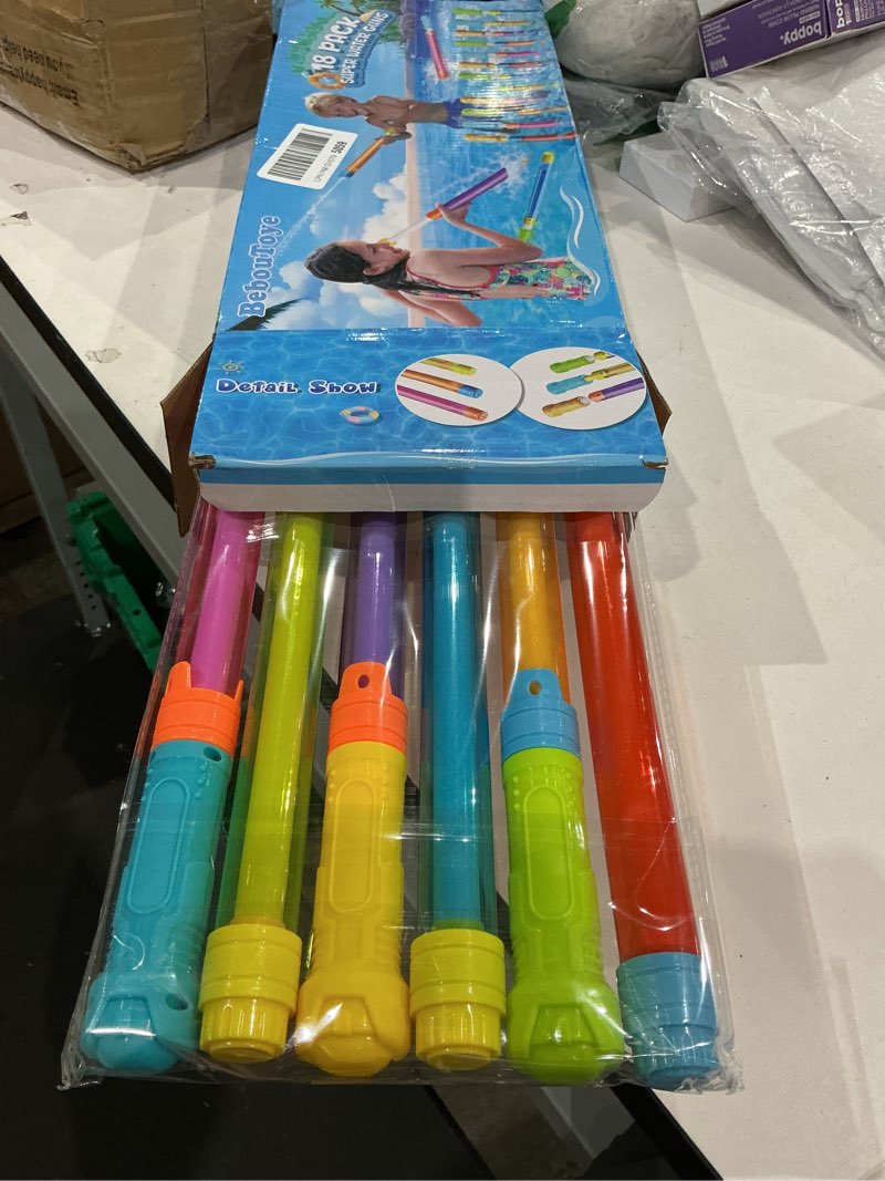 Condition photo showing Good Condition for 18pcs water gun blaster toys - 6 color water squirter for kids 40ft squirt gun for 3-6-8-12 girls boysteens adults, water blaster for swimming pool beach oceans summer party games yards outdoor 18 pack