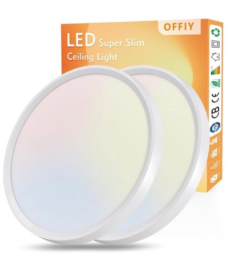 offiy 2pk 15.8 inch led ceiling light flush mount, 32w, 3480lm, 3000k/4000k/6000k cct selectable sup