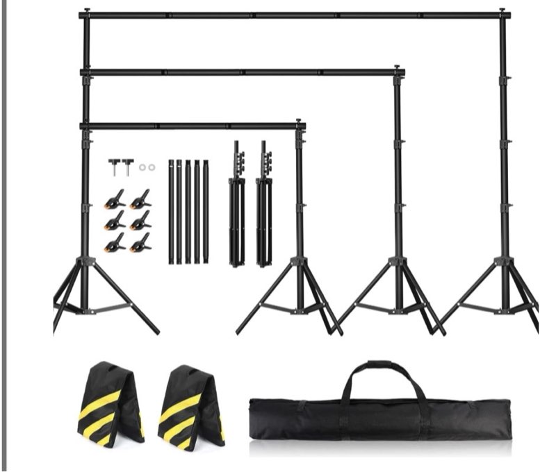 Eocnrhe Backdrop Stand Kit - 6 Widths, 10x7.5ft Adjustable Background Stand for Parties & Studio Pho