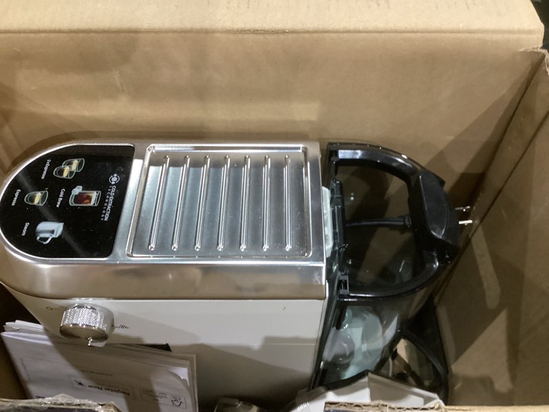 Condition photo showing As Is for De'Longhi Dedica Duo Compact Espresso Machine - Cold Brew Coffee Maker with Milk Frother Wand- for Espresso, Hot & Iced Coffee, Cappuccinos, Lattes & Home Barista Brewing, Vanilla Vanilla White