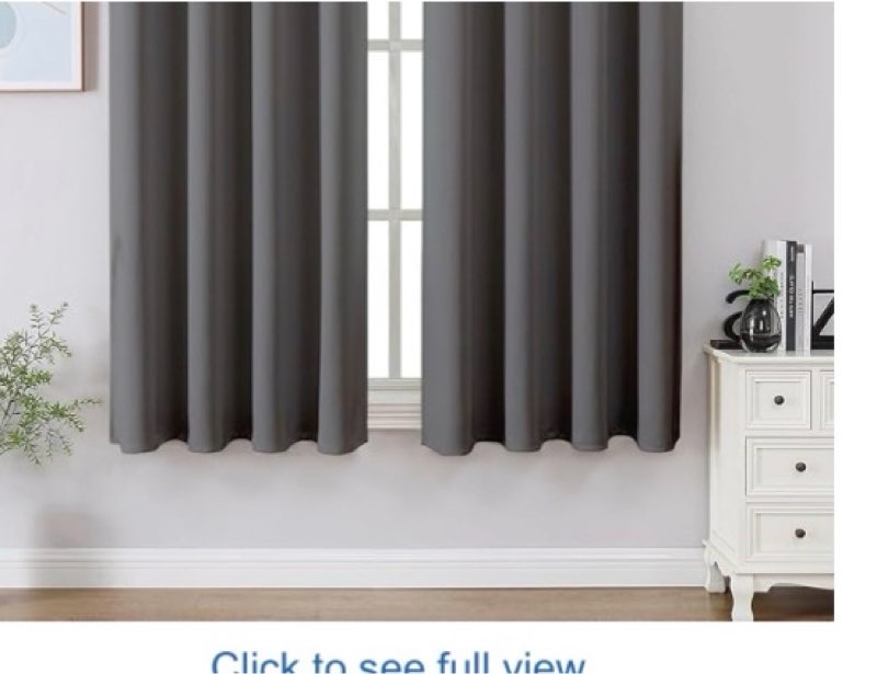 CUCRAF Dark Grey Blackout Curtains 45 inch Length, Thermal Insulated Room Darkening Small Window Cur