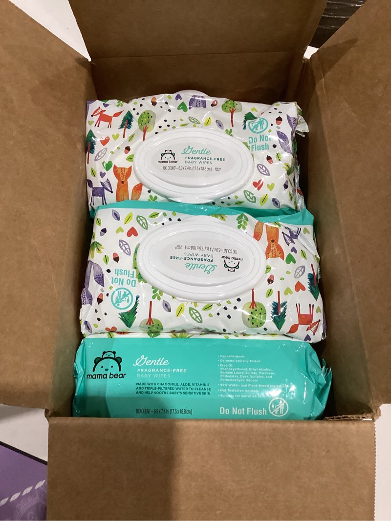 Condition photo showing Good Condition for amazon brand - mama bear gentle fragrance free baby wipes, hypoallergenic, sensitive skin, unscented, 800 count (8 packs of 100) 100 count (pack of 8)