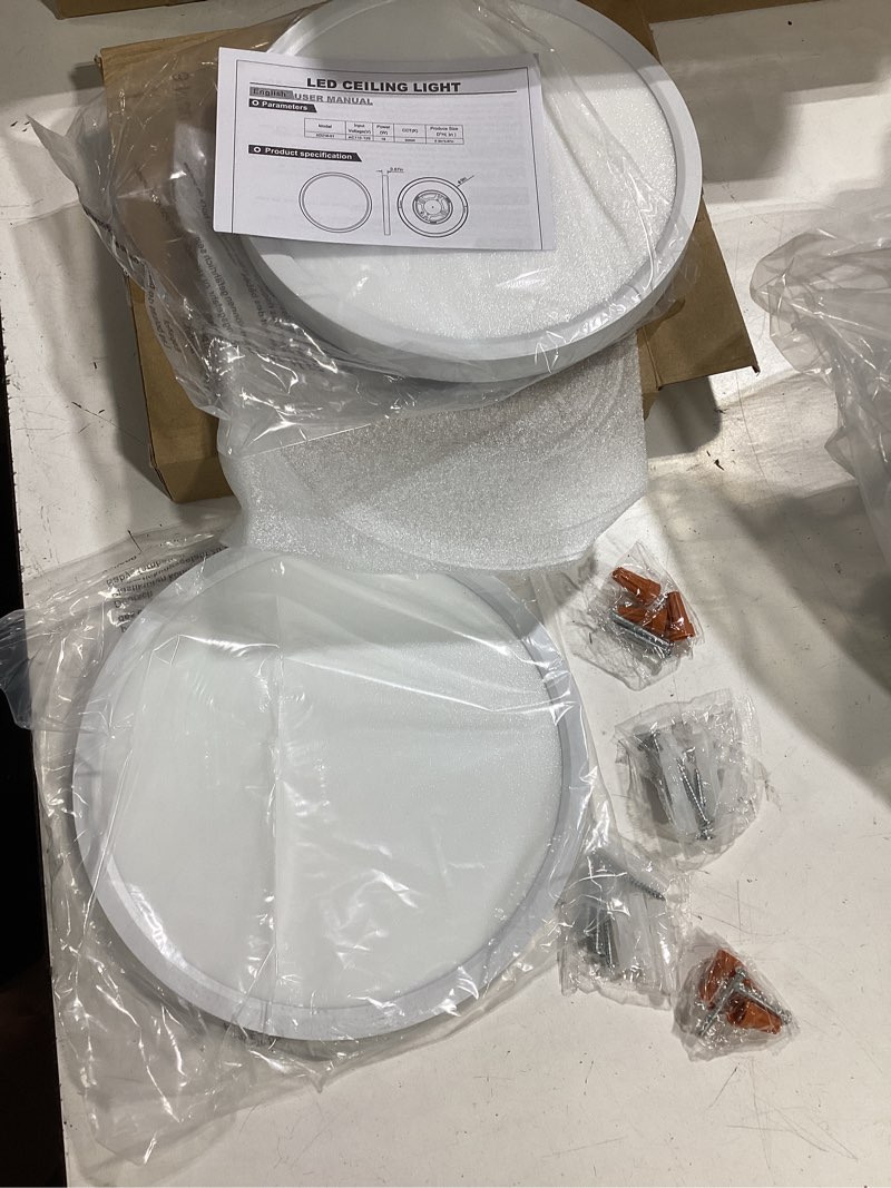 Condition photo showing Good Condition for brightever 2 pack led ceiling light flush mount, 9 inch 18w, ultra thin 0.67 inch hallway light fixtures, 5000k daylight white 2200lm flat led ceiling light for dining room, pantry, non-dimmable white 9 inch-2 packs non dimmable