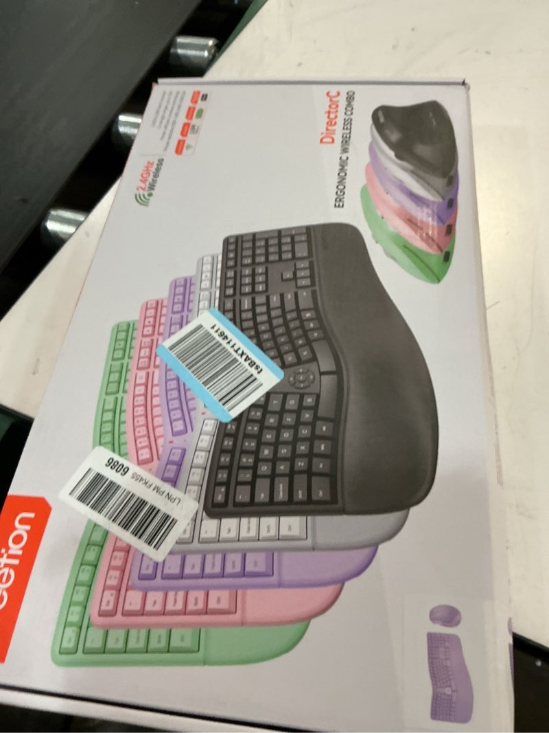 Condition photo showing New/Like New for MEETION Ergonomic Wireless Keyboard and Mouse, Ergo Keyboard with Vertical Mouse, Split Curved Keyboard with Wrist Rest, Natural Typing Rechargeable Full Size, Windows/Mac/Computer/Laptop, Purple