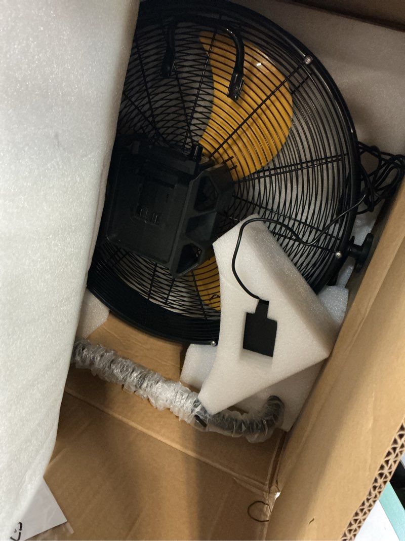 Condition photo showing Good Condition for 18" high velocity cordless floor fan compatible with dewalt 20v max battery | tool only, 2500 cfm brushless heavy duty metal fan, 5 speeds portable industrial shop fan, for home, garage, attic, camping yellow