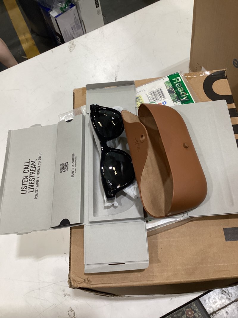 Condition photo showing Good Condition for ray-ban meta (gen 1), skyler, shiny black | smart ai glasses for men, women — 12 mp ultra-wide camera, open-ear speakers for audio, video recording and bluetooth — green lenses — wearable technology gen 1,shiny black,green lenses
