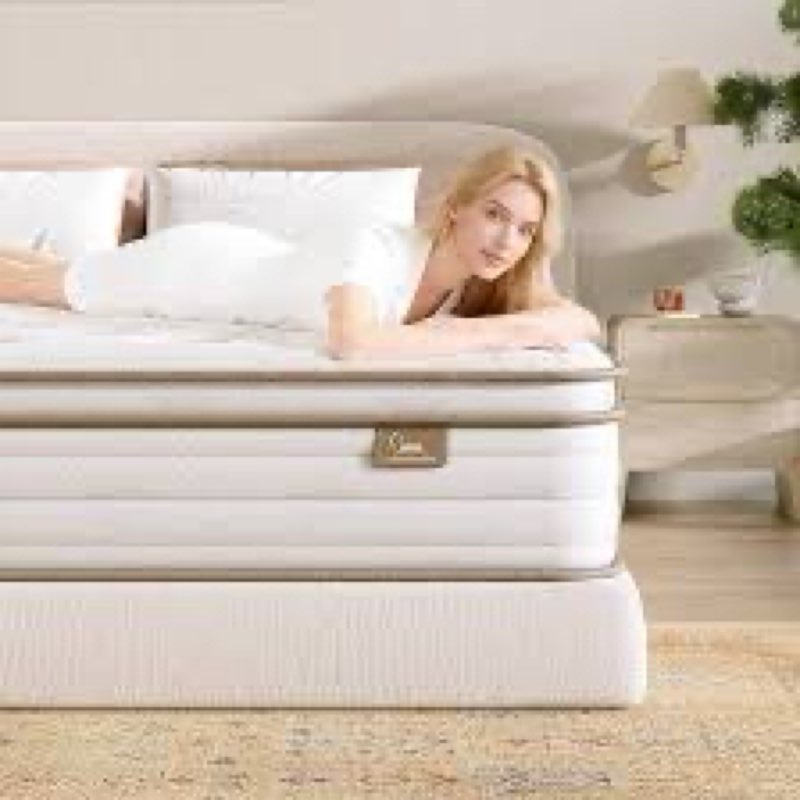 TeQsli Full Size Mattress, 10 Inch Hybrid Full Mattress in a Box with Zoned Support & Gel-Infused Me