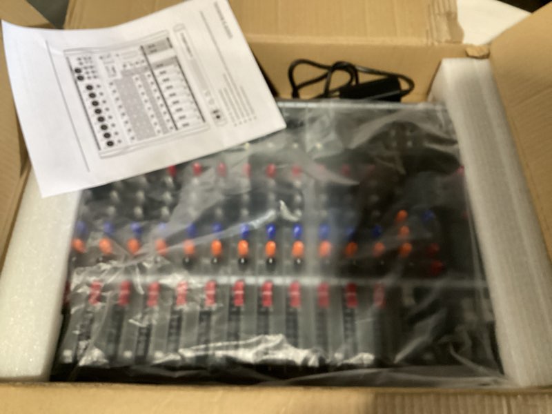 Condition photo showing New/Like New for depensheng dx12 dj sound controller interface w/usb drive for computer recording 12-channel studio audio mixer - xlr microphone jack, 48v power, rca input/output for professional and beginners dx12 - 12 channel audio mixer