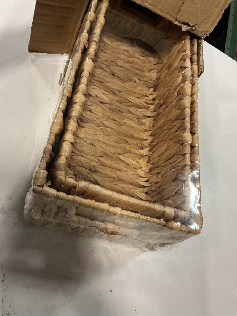 Condition photo showing item condition for Wicker Storage Basket Nesting Small Wicker Basket, Water Hyacinth Toilet Paper Baskets for Storage, Bathroom Organizer Toilet Paper Holders for Organizing Pantry Bathroom Toilet Tank, 2 Pack