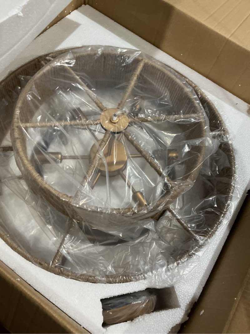 Condition photo showing As Is for parrot uncle 6-light antique gold farmhouse led chandelier