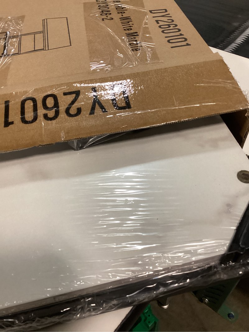 Condition photo showing Good Condition for easy paws c shaped end table,small side table for couch and bed, gold snack couch table for small spaces, living room, bedroom,bedside (white marble) square-black 1pc