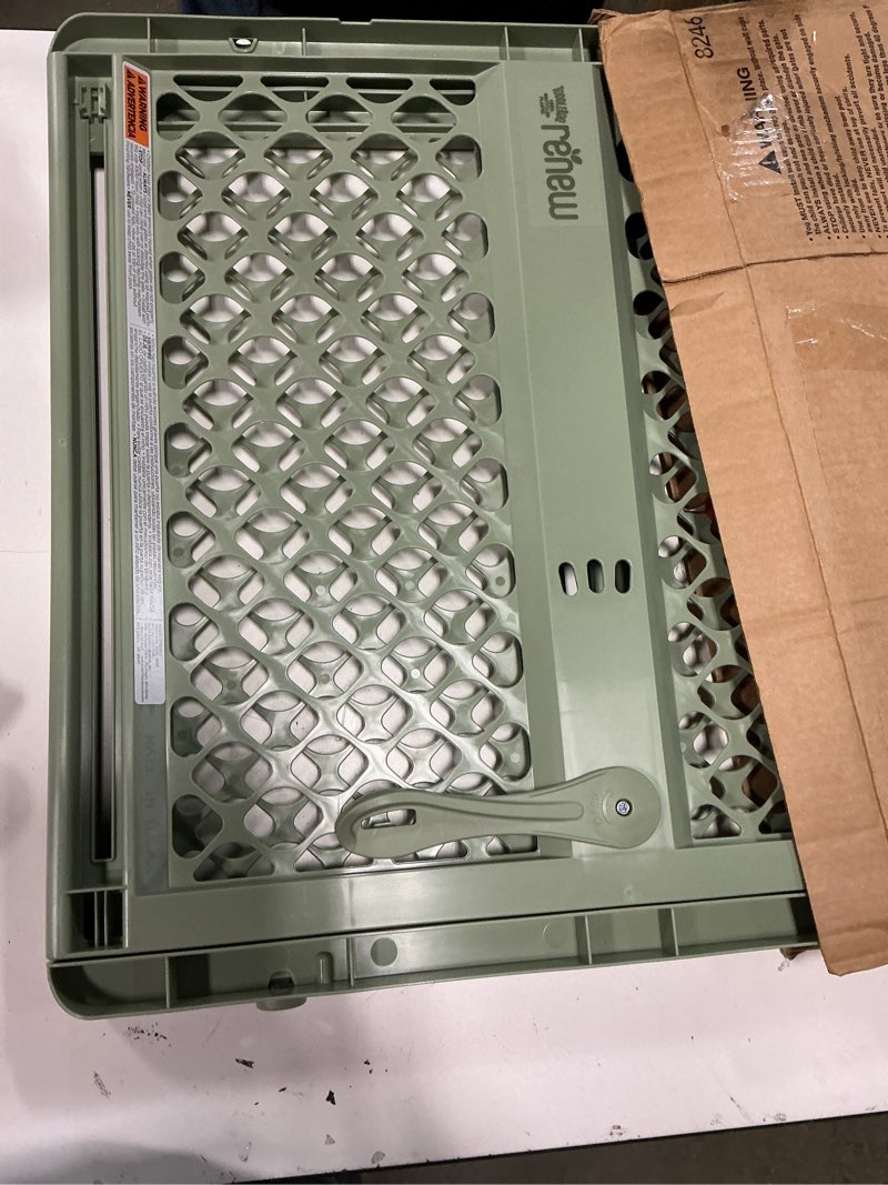 Condition photo showing New/Like New for toddleroo by north states - renew 100% recycled plastic baby gate for doorway; sturdy for indoor & outdoor use: pressure mounted, no drill gate; made in usa; 26" to 42" wide, 26" tall; sea grass green