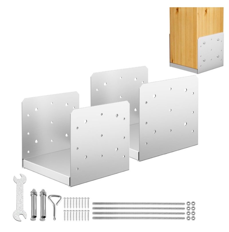 8x8 Post Base, 2Pcs Stainless Steel Adjustable Post Anchor Bracket (Internal 7.8 x 7.5), Adjustable 