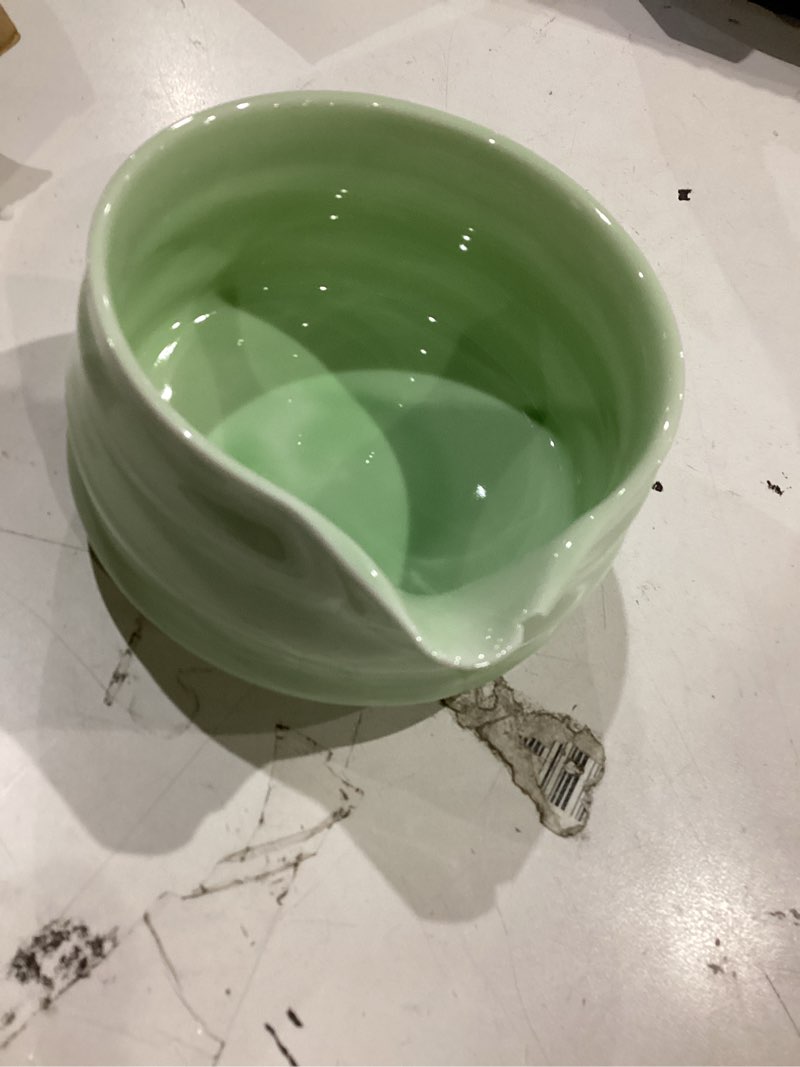 Condition photo showing As Is for aiyiciii ceramic matcha bowl, handmade japanese green tea whisk cup,matcha tea bowl for ceremony chawan 500ml 17oz (matcha green)