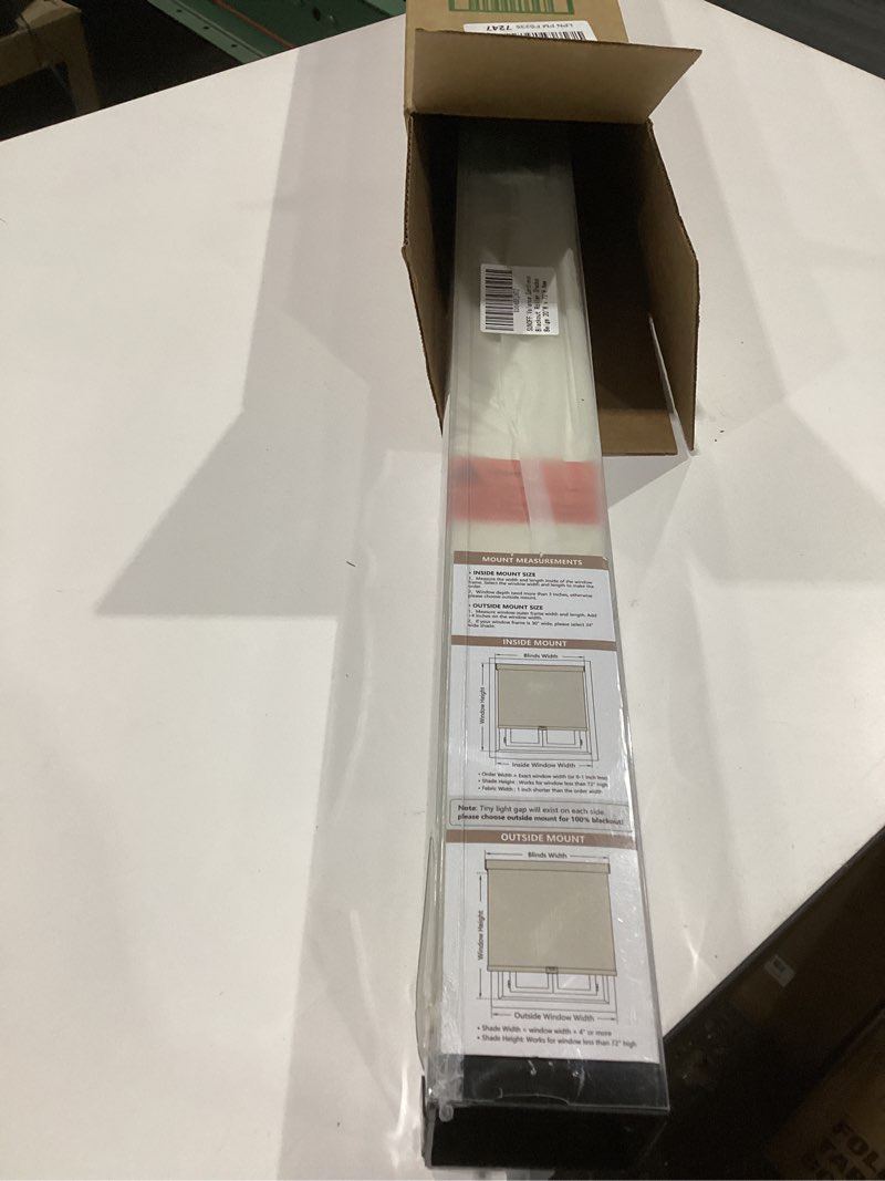 Condition photo showing As Is for cordless blackout roller shades blinds for windows free-stop,pull down room darkening with valance,thermal insulated woven fabric window door blinds for home,office,beige 20" w x 72" h 20"w x 72"h beige