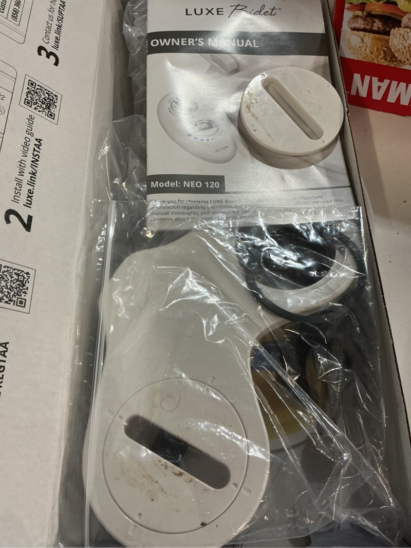 Condition photo showing As Is for luxe bidet neo 120 - single nozzle, self-cleaning, non-electric bidet attachment for toilet seat, adjustable water pressure, rear wash (white)