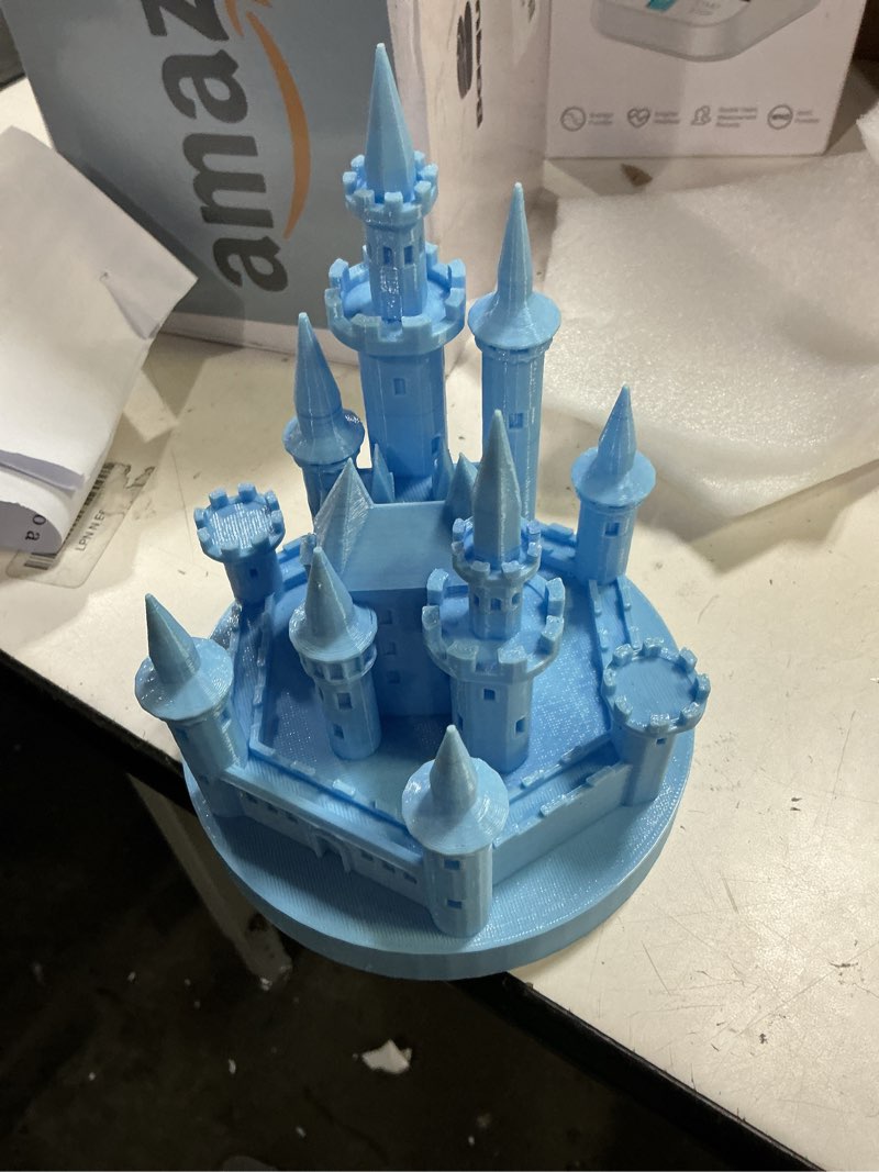 Condition photo showing As Is for baquler 4.8 inch castle cake topper figurine wedding cake topper birthday castle tower night light usb rechargeable princess nightlight for valentine's day wedding birthday party decor(blue)